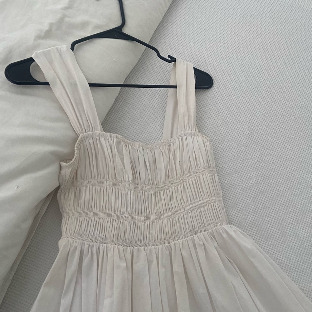 White sleeveless staud midi dress
